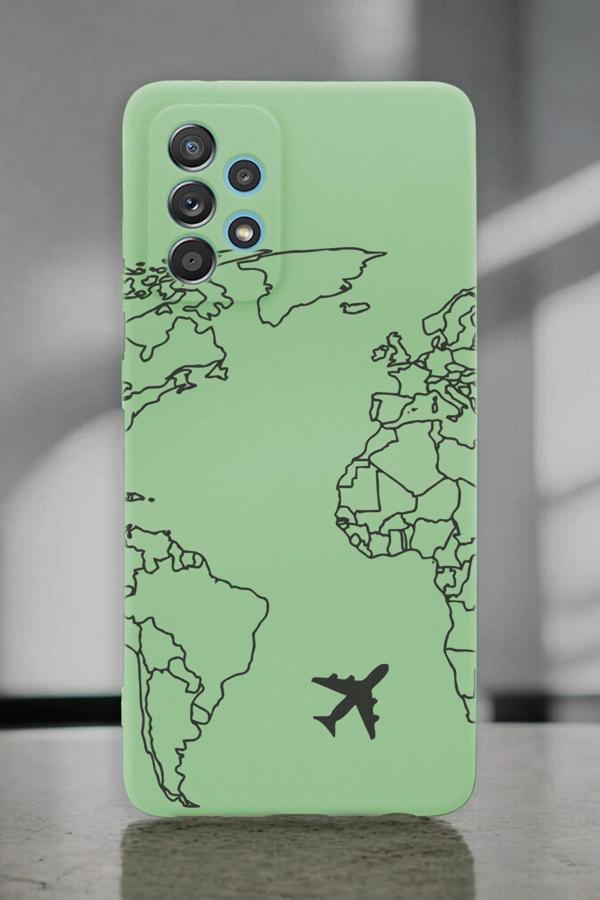Mooodcase Samsung A72 Uyumlu World Map Lines Desenli Premium Silikonlu Lansman Telefon Kılıfı - Image 1
