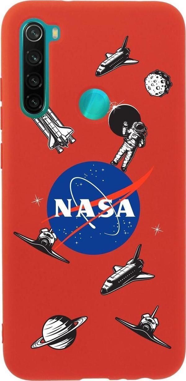 Mooodcase Xiaomi Redmi Note 8 Nasa Desenli Premium Silikonlu Kırmızı Telefon Kılıfı - Image 1
