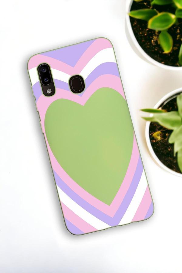 Mooodcase Samsung Galaxy A30 Uyumlu Purple Heart Desenli Premium Silikonlu Lansman Telefon Kılıfı - Image 1