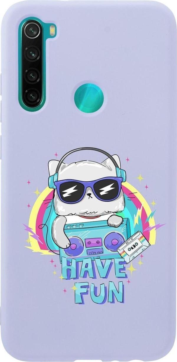 Mooodcase Xiaomi Redmi Note 8 Have Fun Premium Silikonlu Lila Telefon Kılıfı - Image 1