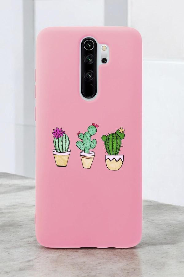Mooodcase Xiaomi Redmi Note 8 Pro Uyumlu Üçlü Kaktüs Desenli Premium Silikonlu Lansman Telefon Kılıfı - Image 1
