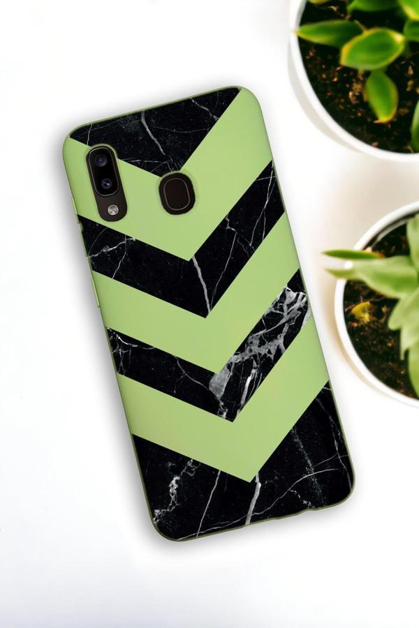 Mooodcase Samsung Galaxy A30 Uyumlu Mermer Üçgen Desenli Premium Silikonlu Lansman Telefon Kılıfı - Image 1
