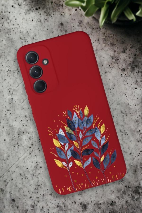 Mooodcase Samsung Galaxy A54 Uyumlu Mavi Yaprak Desenli Premium Silikonlu Lansman Telefon Kılıfı - Image 1