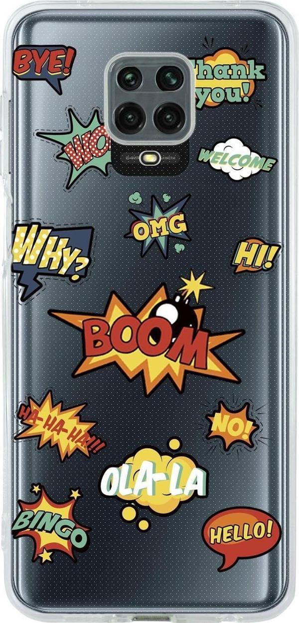 Mooodcase Xiaomi Redmi Note 9 Pro Stickers Desenli Premium Şeffaf Silikon Kılıf - Image 1