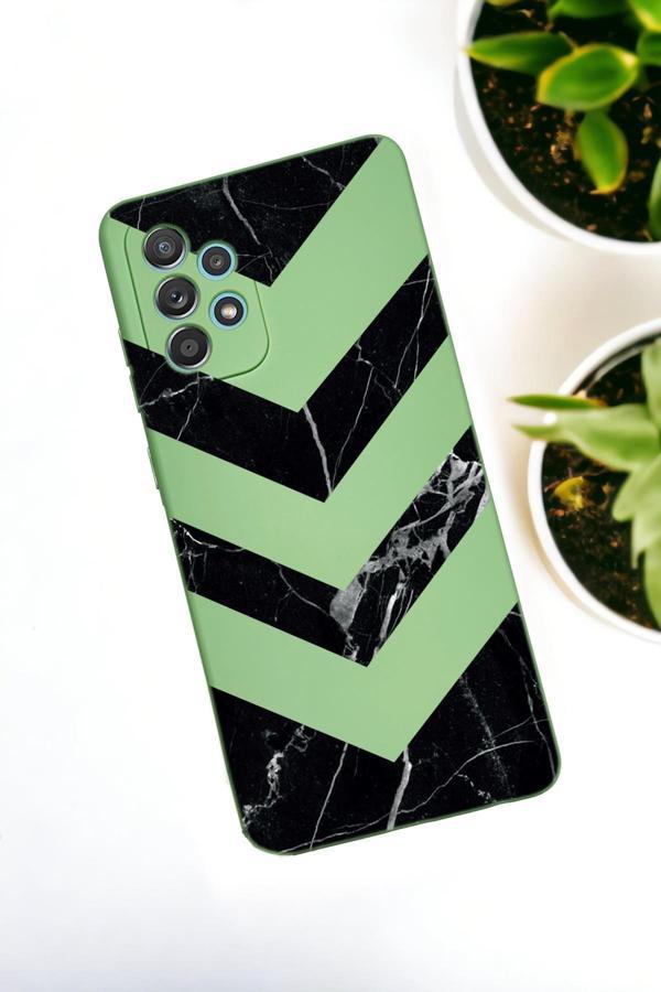 Mooodcase Samsung Galaxy A72 Uyumlu Mermer Üçgen Desenli Premium Silikonlu Lansman Telefon Kılıfı - Image 1