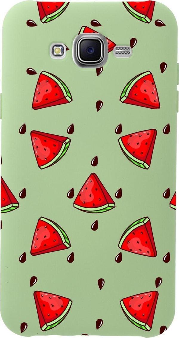 Mooodcase Samsung J7 Core Karpuz Dilimleri Premium Silikonlu Yeşil Telefon Kılıfı - Image 1
