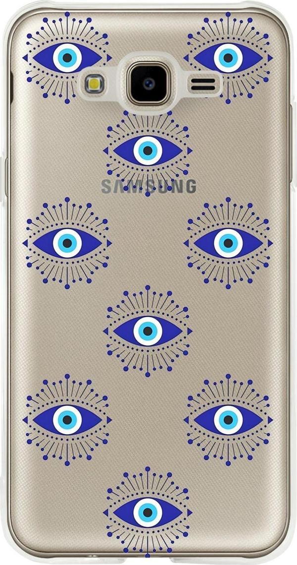 Mooodcase Samsung J7 Uyumlu Mystic Aura Desenli Premium Şeffaf Silikon Kılıf - Image 1