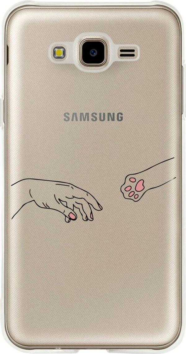 Mooodcase Samsung J7 2015 Hand And Paw Şeffaf Telefon Kılıfı - Image 1