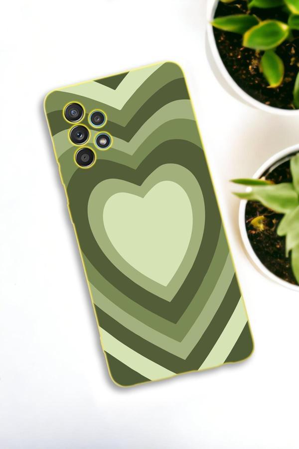 Mooodcase Samsung Galaxy A73 Uyumlu Yeşil Kalpler Desenli Premium Silikonlu Lansman Telefon Kılıfı - Image 1