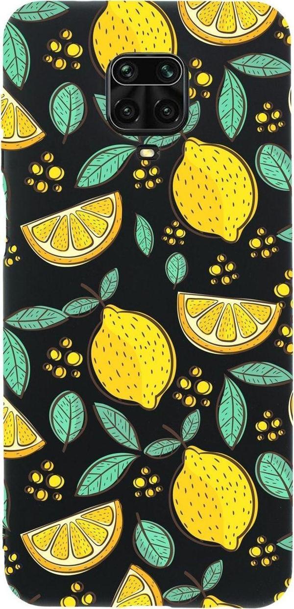 Mooodcase Xiaomi Redmi Note 9 Pro Limon Desenli Premium Silikonlu Siyah Telefon Kılıfı - Image 1