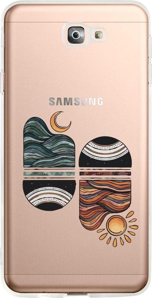 Mooodcase Samsung J7 Prime Uyumlu Sunset Wave Şeffaf Telefon Kılıfı - Image 1
