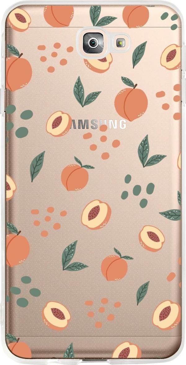 Mooodcase Samsung J7 Prime Uyumlu Şeftali Pattern Premium Şeffaf Silikon Kılıf - Image 1