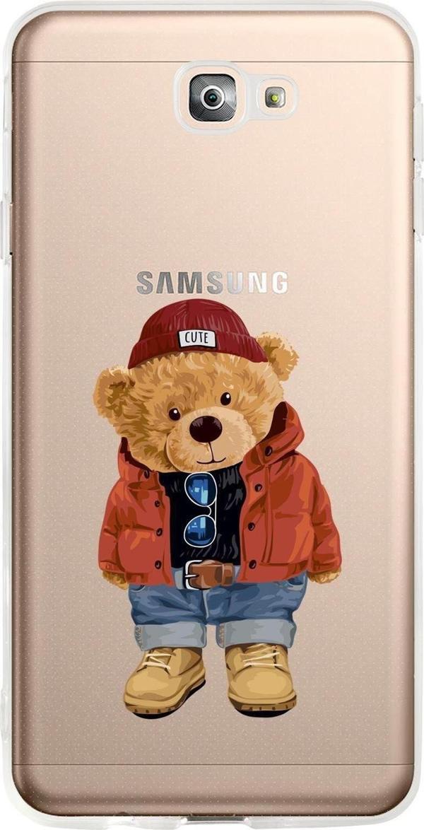 Mooodcase Samsung J7 Prime Uyumlu Teddy Bear Premium Şeffaf Silikon Kılıf - Image 1