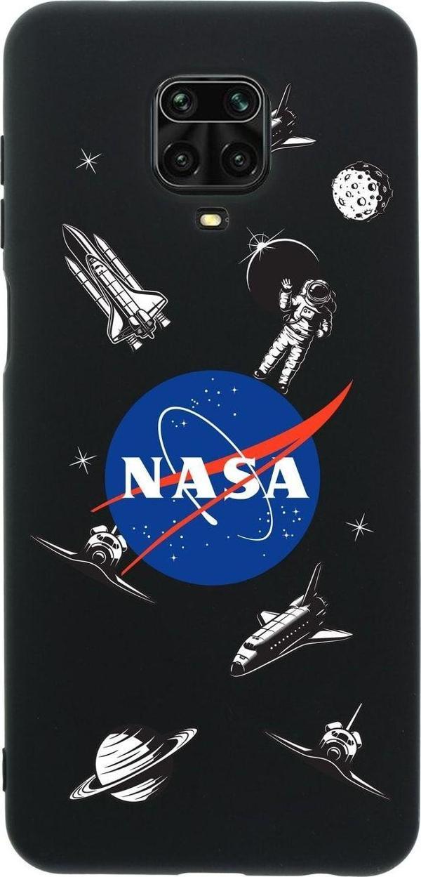 Mooodcase Xiaomi Redmi Note 9 Pro Nasa Desenli Premium Silikonlu Siyah Telefon Kılıfı - Image 1