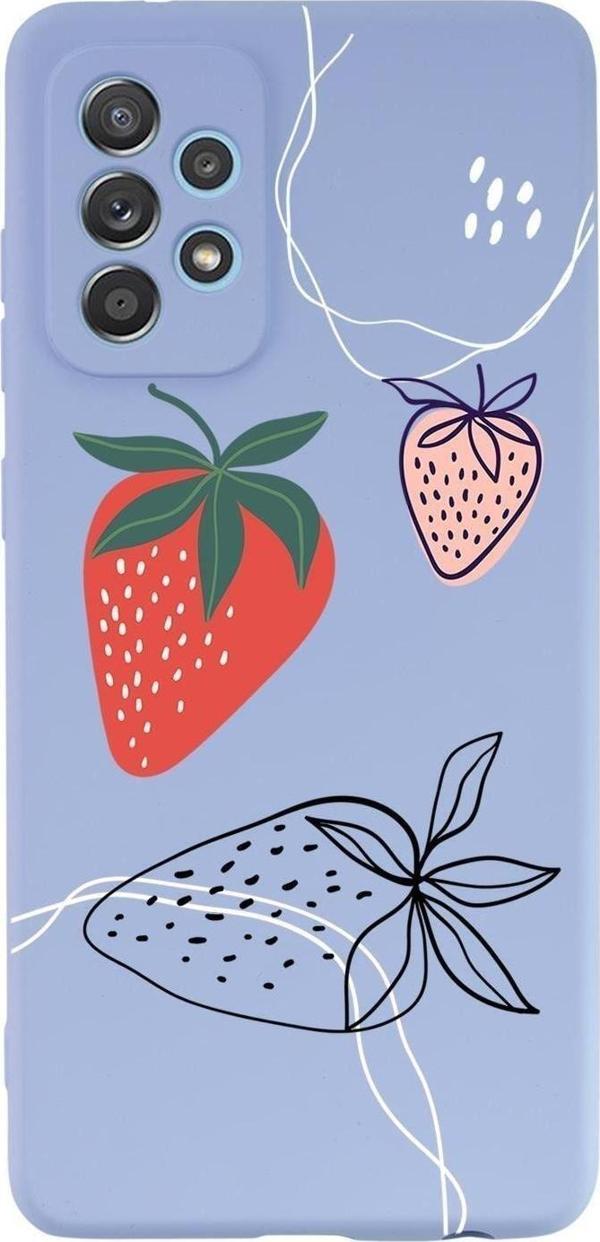 Mooodcase Samsung Galaxy A53 Uyumlu Çilek Desenli Premium Silikonlu Lansman Telefon Kılıfı - Image 1