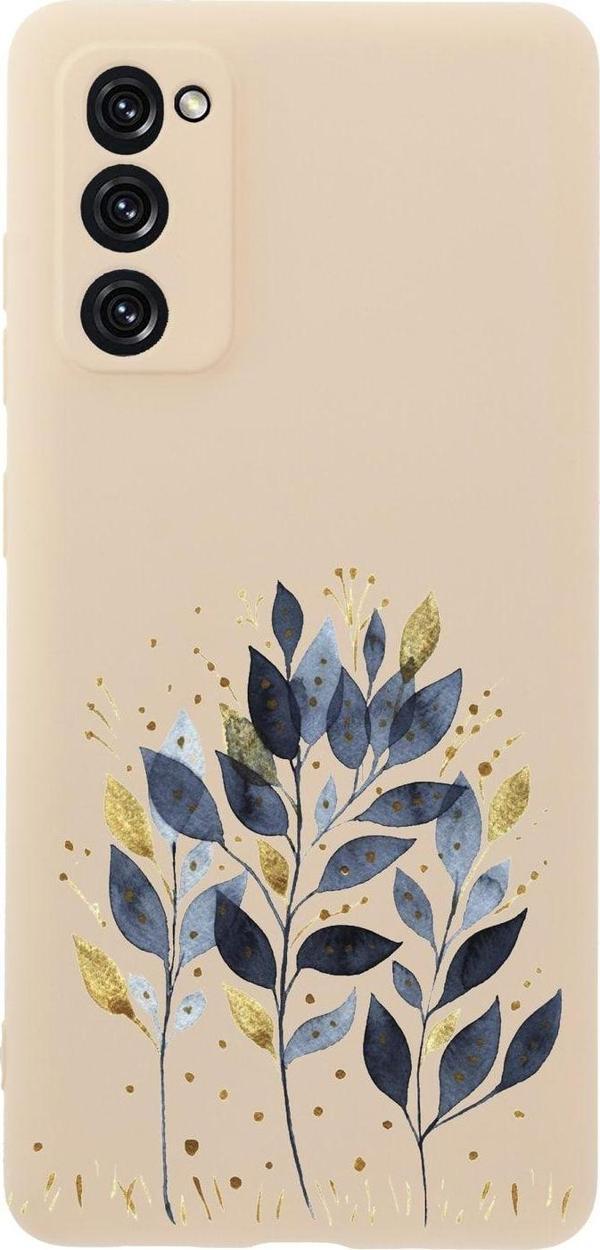 Mooodcase Samsung S20 Fe Mavi Yaprak Desenli Premium Silikonlu Pembe Telefon Kılıfı - Image 1