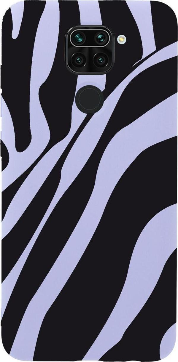 Mooodcase Xiaomi Redmi Note 9 Zebra Desenli Premium Silikonlu Lila Telefon Kılıfı - Image 1