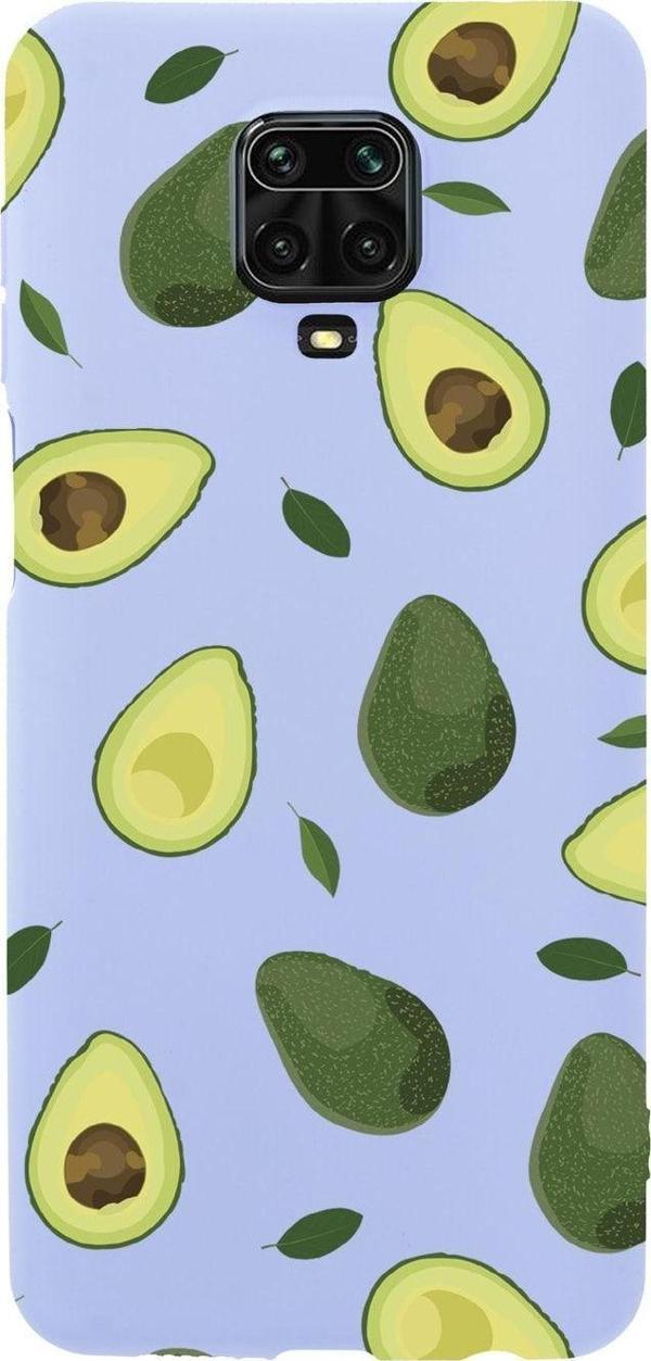Mooodcase Xiaomi Redmi Note 9S Avokado Desenli Premium Silikonlu Lila Telefon Kılıfı - Image 1