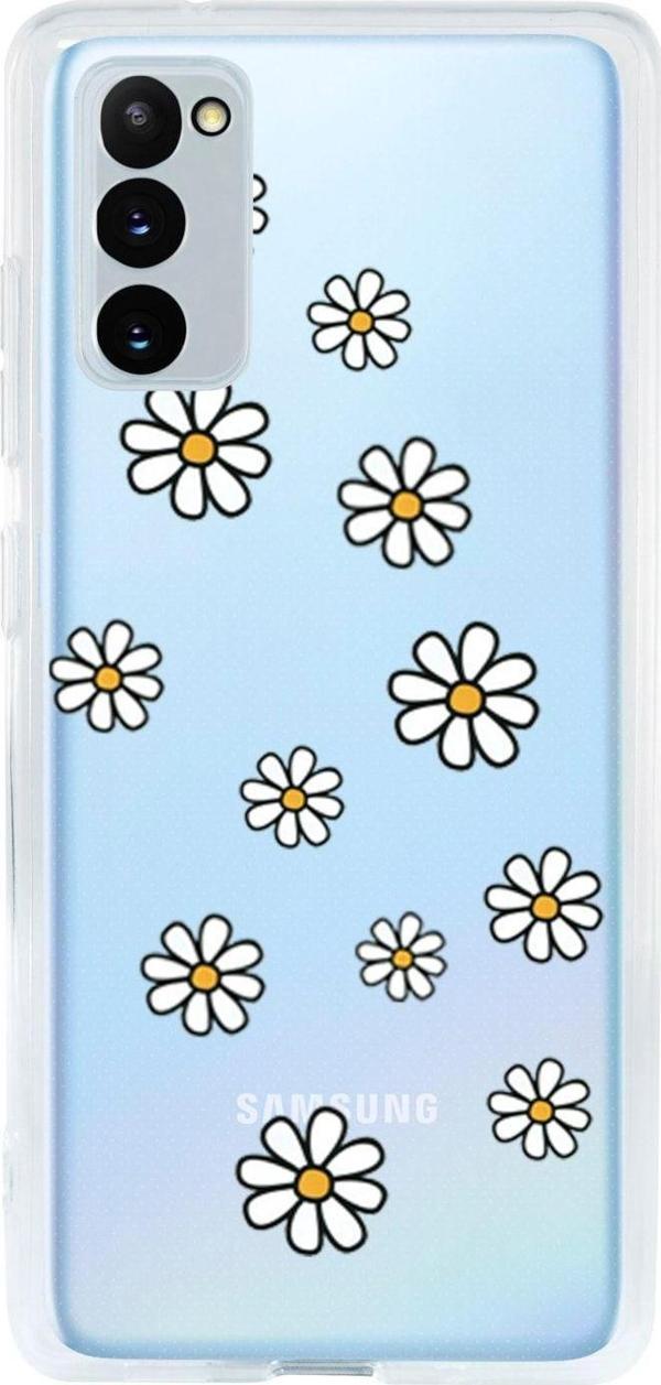Mooodcase Samsung S20 Uyumlu Fe Papatya Şelalesi Desenli Premium Şeffaf Silikon Kılıf - Image 1