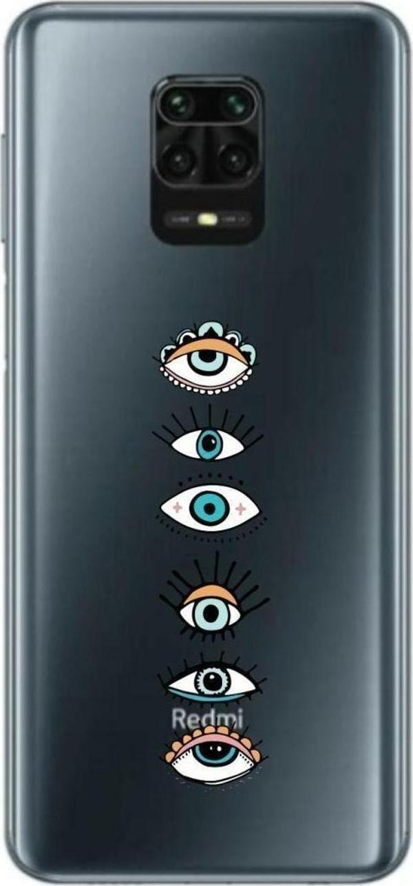 Mooodcase Xiaomi Redmi Note 9S Renkli Gözler Desenli Şeffaf Telefon Kılıfı - Image 1
