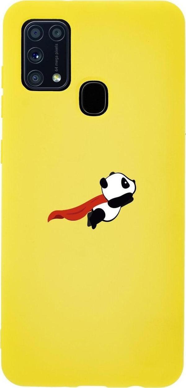 Mooodcase Samsung M30S Uçan Panda Premium Silikonlu Sarı Telefon Kılıfı - Image 1