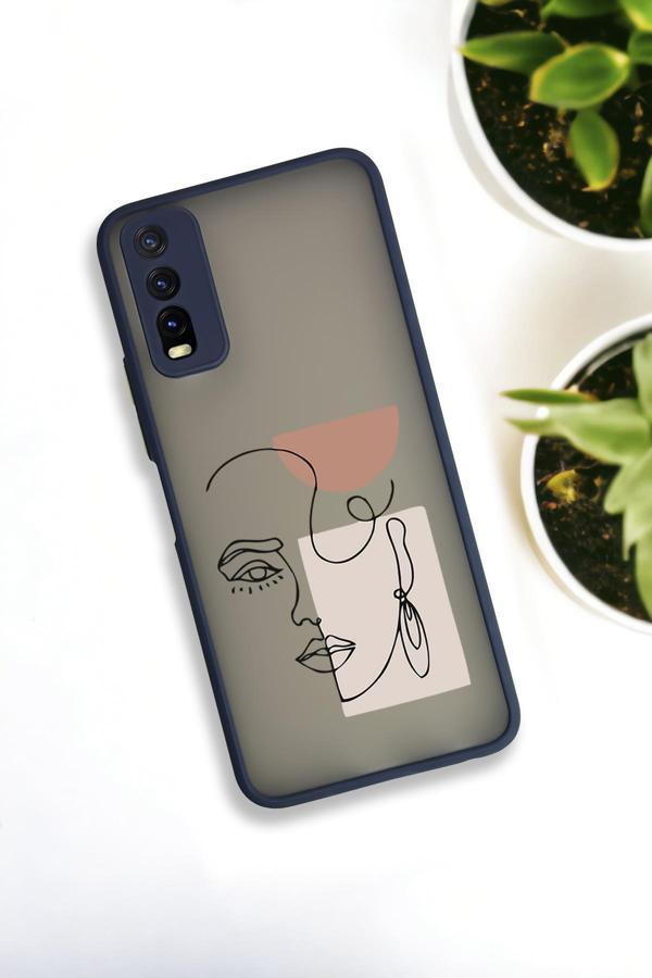 Mooodcase Vivo Y20 Uyumlu Women Art Desenli Buzlu Şeffaf Lüx Telefon Kılıfı - Image 1