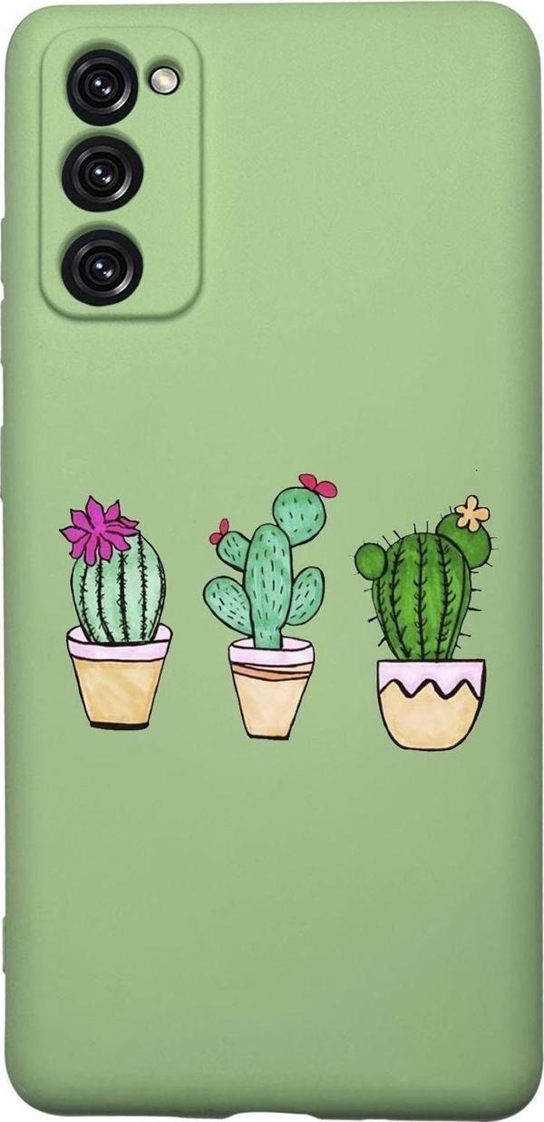 Mooodcase Samsung S20 Fe Uyumlu Üçlü Kaktüs Desenli Premium Silikonlu Lansman Telefon Kılıfı - Image 1