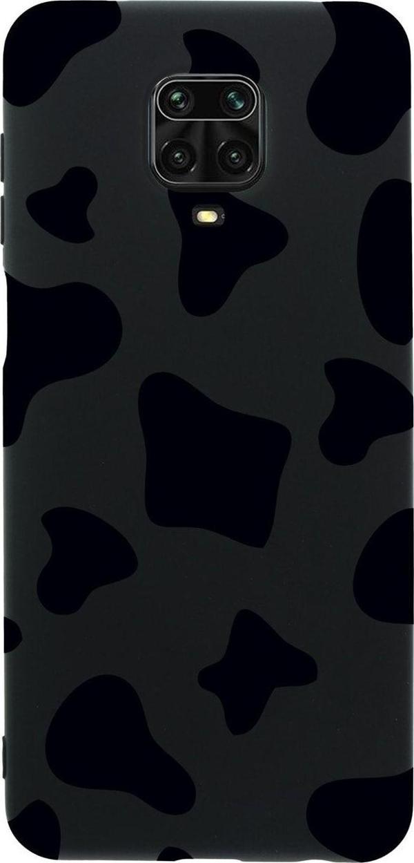 Mooodcase Xiaomi Redmi Note 9S Inek Desenli Premium Silikonlu Siyah Telefon Kılıfı - Image 1