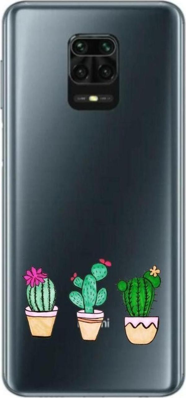 Mooodcase Xiaomi Redmi Note 9S Kaktüs Desenli Şeffaf Telefon Kılıfı - Image 1