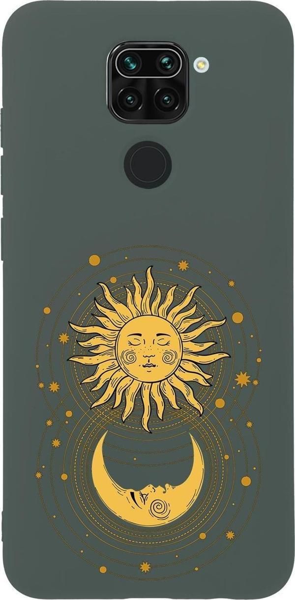 Mooodcase Xiaomi Redmi Note 9 Uyumlu Moon And Sun Desenli Premium Silikonlu Lansman Telefon Kılıfı - Image 1