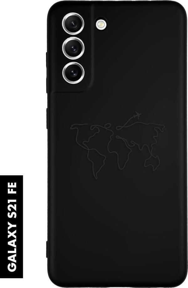Mooodcase Samsung S21 Fe Uyumlu Dünya Harita Rota Desenli Premium Silikonlu Lansman Telefon Kılıfı - Image 1