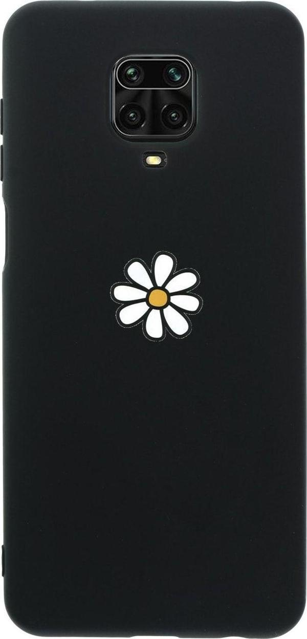 Mooodcase Xiaomi Redmi Note 9S Papatya Premium Silikonlu Siyah Telefon Kılıfı - Image 1