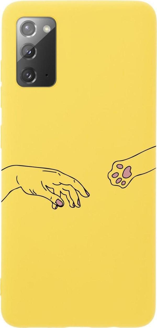 Mooodcase Samsung Note 20 Hand And Paw Premium Silikonlu Sarı Telefon Kılıfı - Image 1