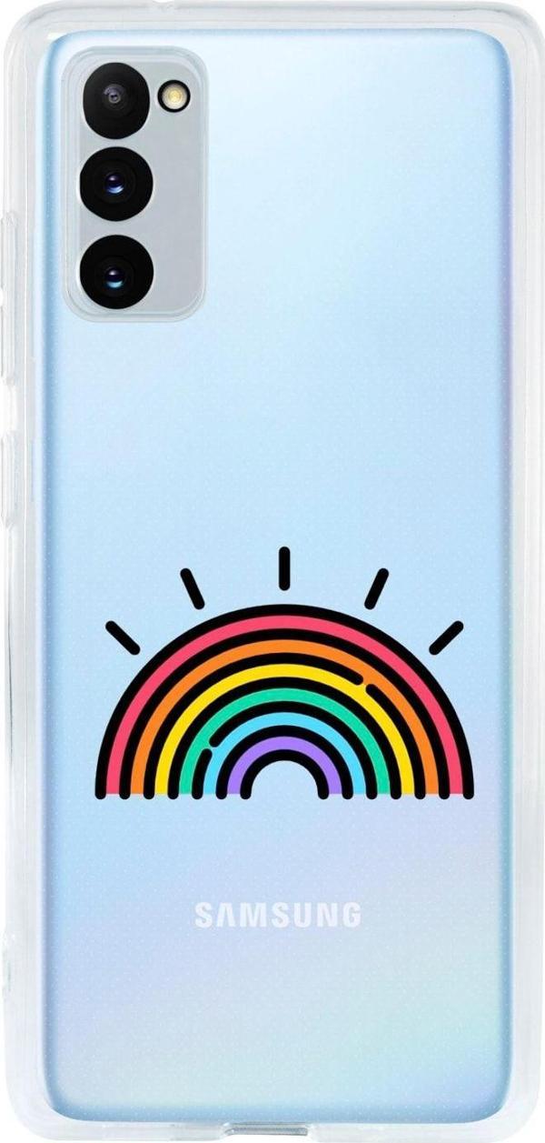 Mooodcase Samsung S20 Fe Uyumlu Gökkuşağı Desenli Premium Şeffaf Silikon Kılıf - Image 1
