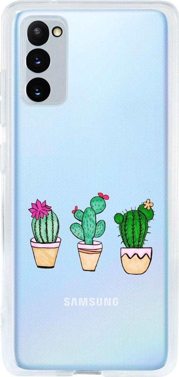 Mooodcase Samsung S20 Fe Uyumlu Kaktüsler Desenli Premium Şeffaf Silikon Kılıf - Image 1