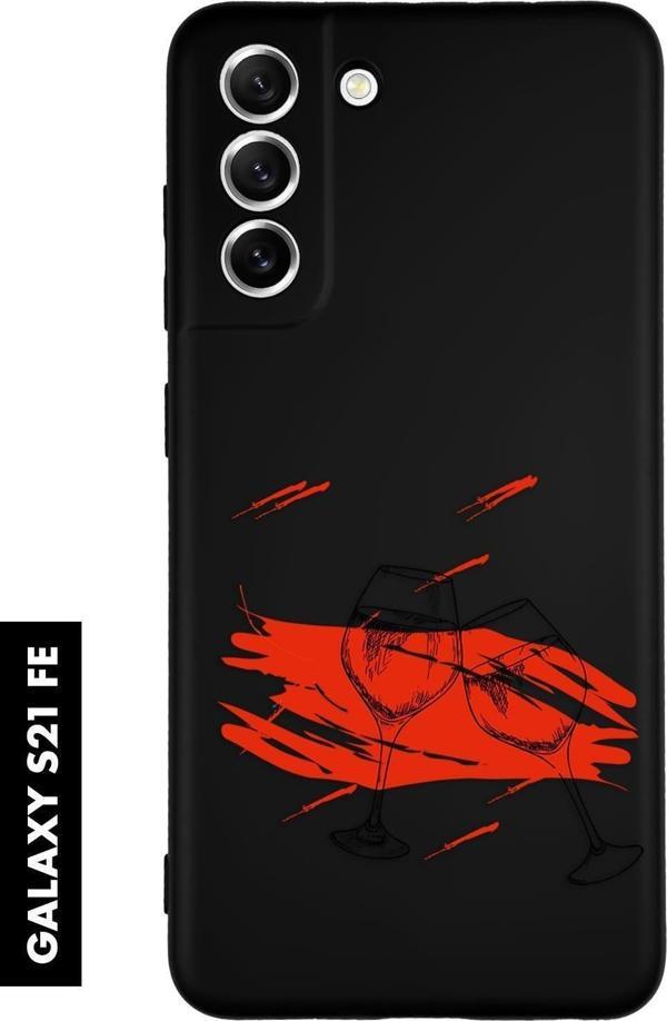Mooodcase Samsung S21 Fe Uyumlu Spilled Wine Desenli Premium Silikonlu Lansman Telefon Kılıfı - Image 1