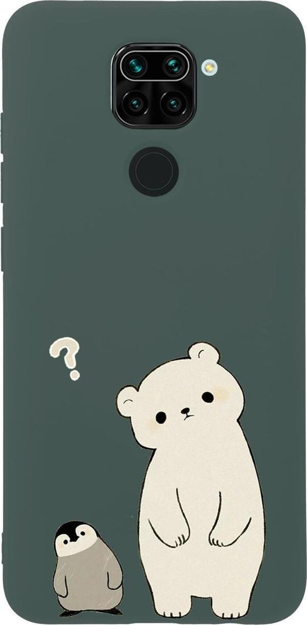 Mooodcase Xiaomi Redmi Note 9 Uyumlu Penguen Ve Ayıcık Desenli Premium Silikonlu Lansman Telefon Kılıfı - Image 1