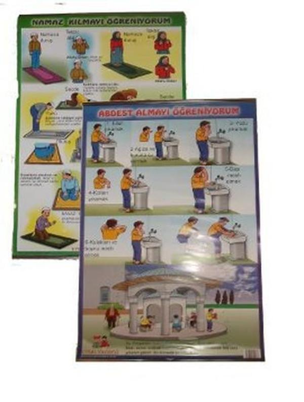 Abdest Almayı Öğreniyorum - Namaz Kılmayı Öğreniyorum Poster - Uysal Yayınevi - Image 1