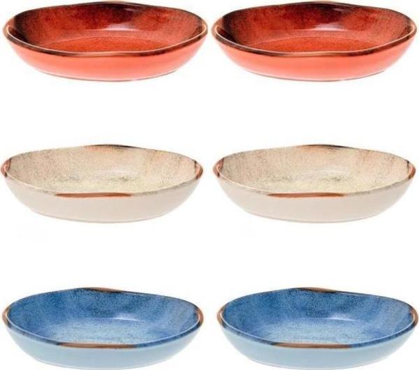 6lı 3 Renk Seramik 14cm Lokumluk Çerezlik Takımı - Image 1