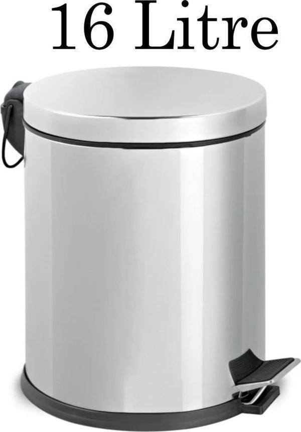 Paslanmaz Çelik 16 Litre Pedallı İç Kovalı Çöp Kovası - Image 1
