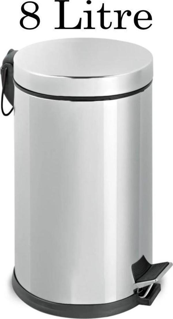 Paslanmaz Çelik 8 Litre Pedallı İç Kovalı Çöp Kovası - Image 1