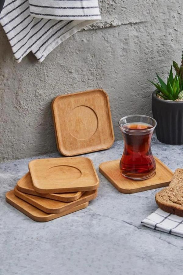 Bambu 6 Adet Kare Çay Tabağı Bardak Altlığı - Image 1