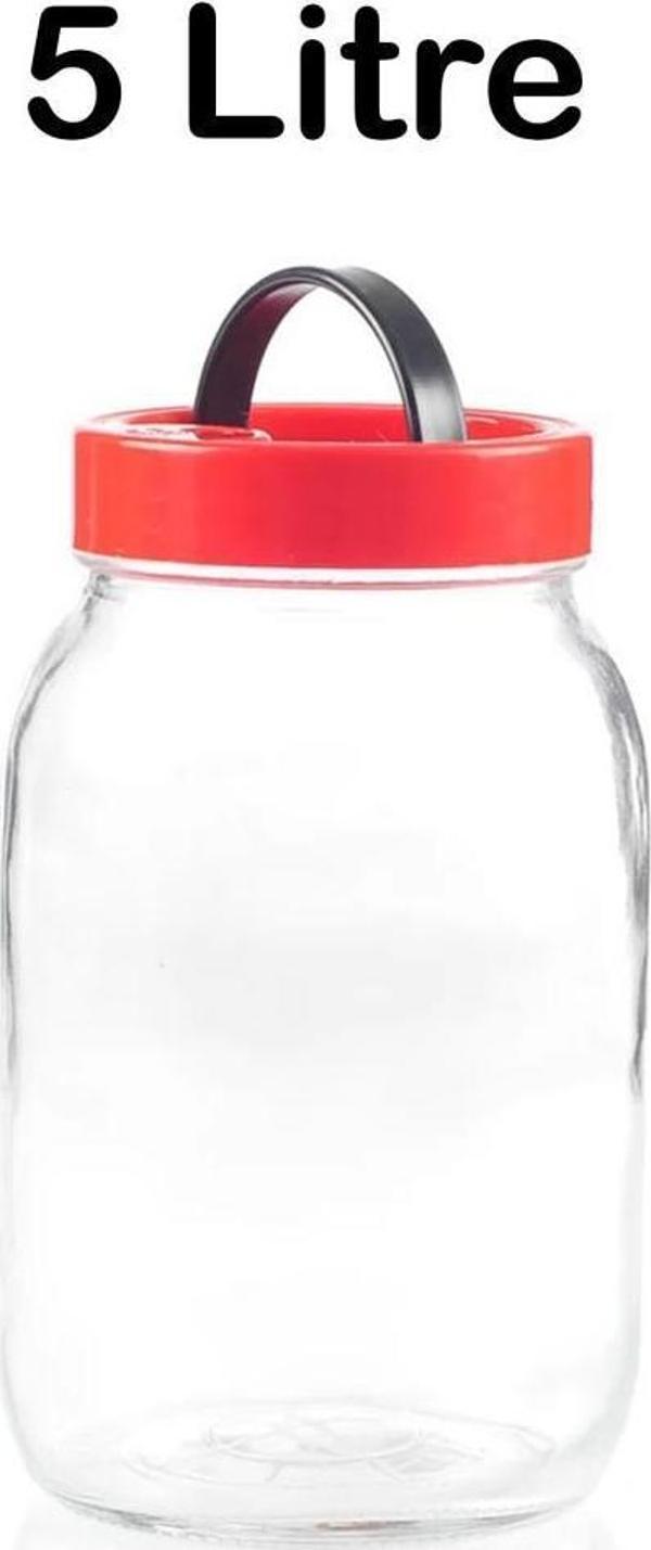 5 Litre Kapaklı Cam Turşu Bakliyat Saklama Kabı Kavanozu - Image 1