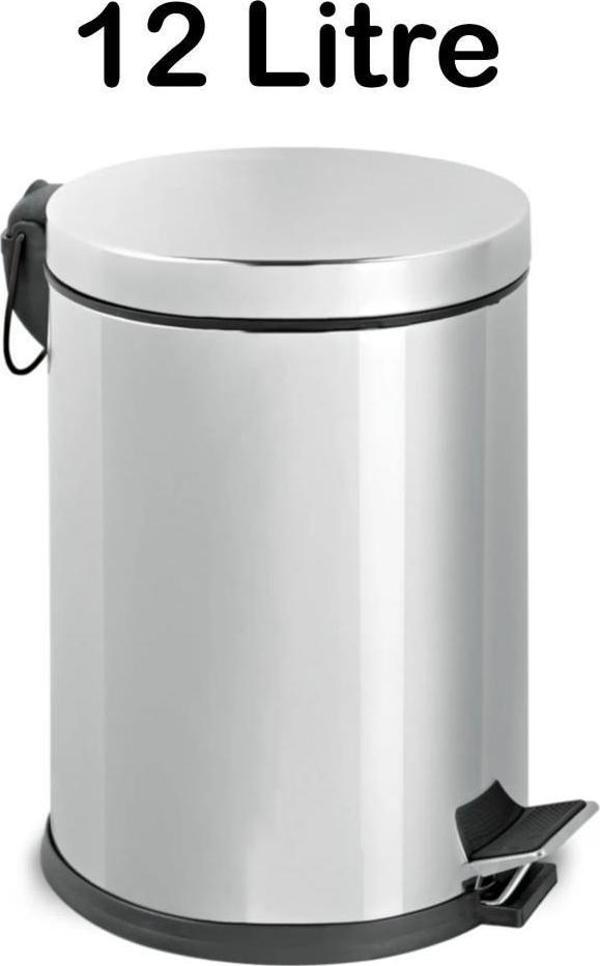 Paslanmaz Çelik 12 Litre Pedallı İç Kovalı Çöp Kovası - Image 1