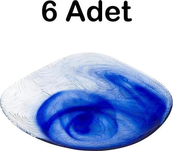 6lı 10641 Linden Batik Mavi 19 Cm Pasta Tabağı Takımı - Image 1