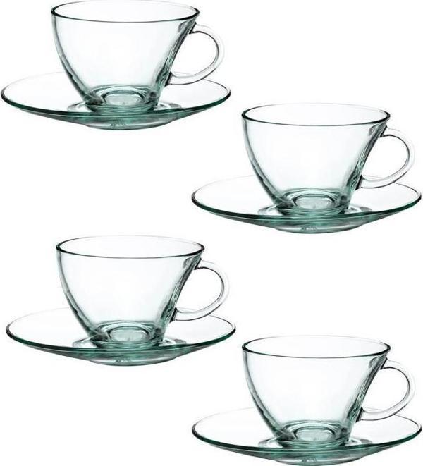 98396 Cam 4lü Aware 230cc Asimetrik Penguen Çay Nescafe Fincan Takımı - Image 1