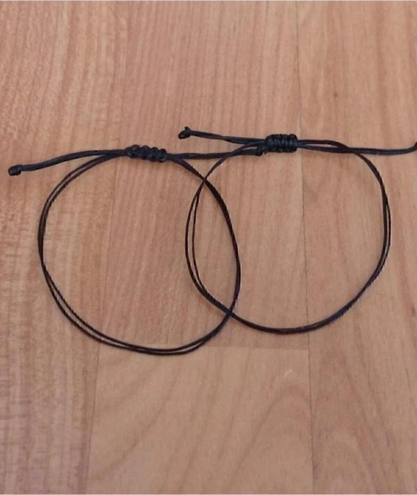 Bae Atölye Unisex Siyah Ip (1 Adet) 2Li Makrome Detaylı Şans Bilekliği Ayarlanabilir - Image 1