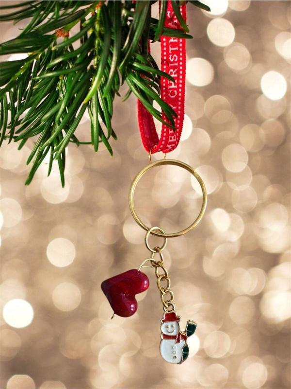 Bae Atölye Yeni Yıl Anahtarlık Kardam Adam Cam Murano Christmas Altın Kaplama Aksesuar Yılbaşı Cam Anahtarlık - Image 1
