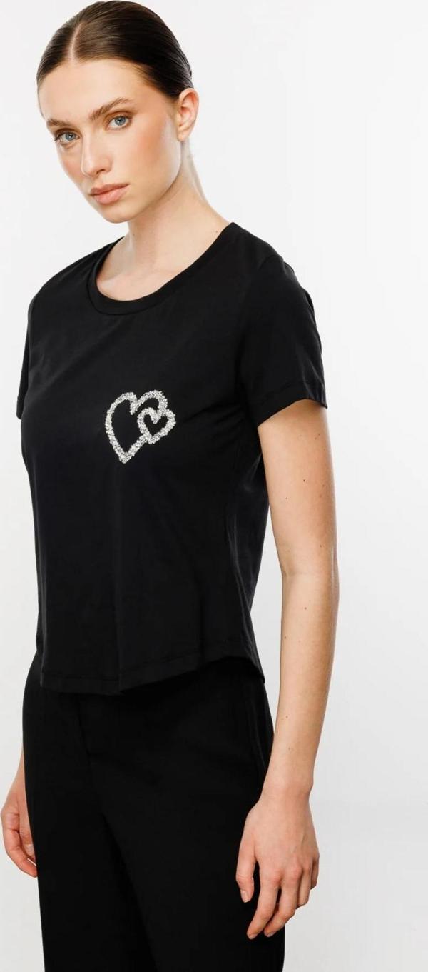 On Fashion Önü Taşlı Kalp İşlemeli Kadın T-shirt 25Y.ON.BLZ.51546.01 - Image 1