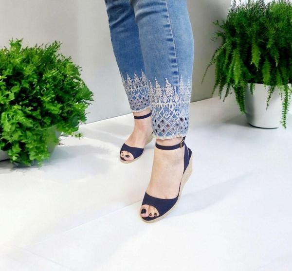 Gokcekundura06 Günlük Şık Ve Rahat Taban Hasır Keten Sandalet 8 Cm.Topuk - Image 1